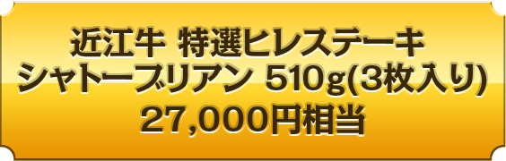 近江牛 特選ヒレステーキ シャトーブリアン 510g(3枚入り)27,000円相当