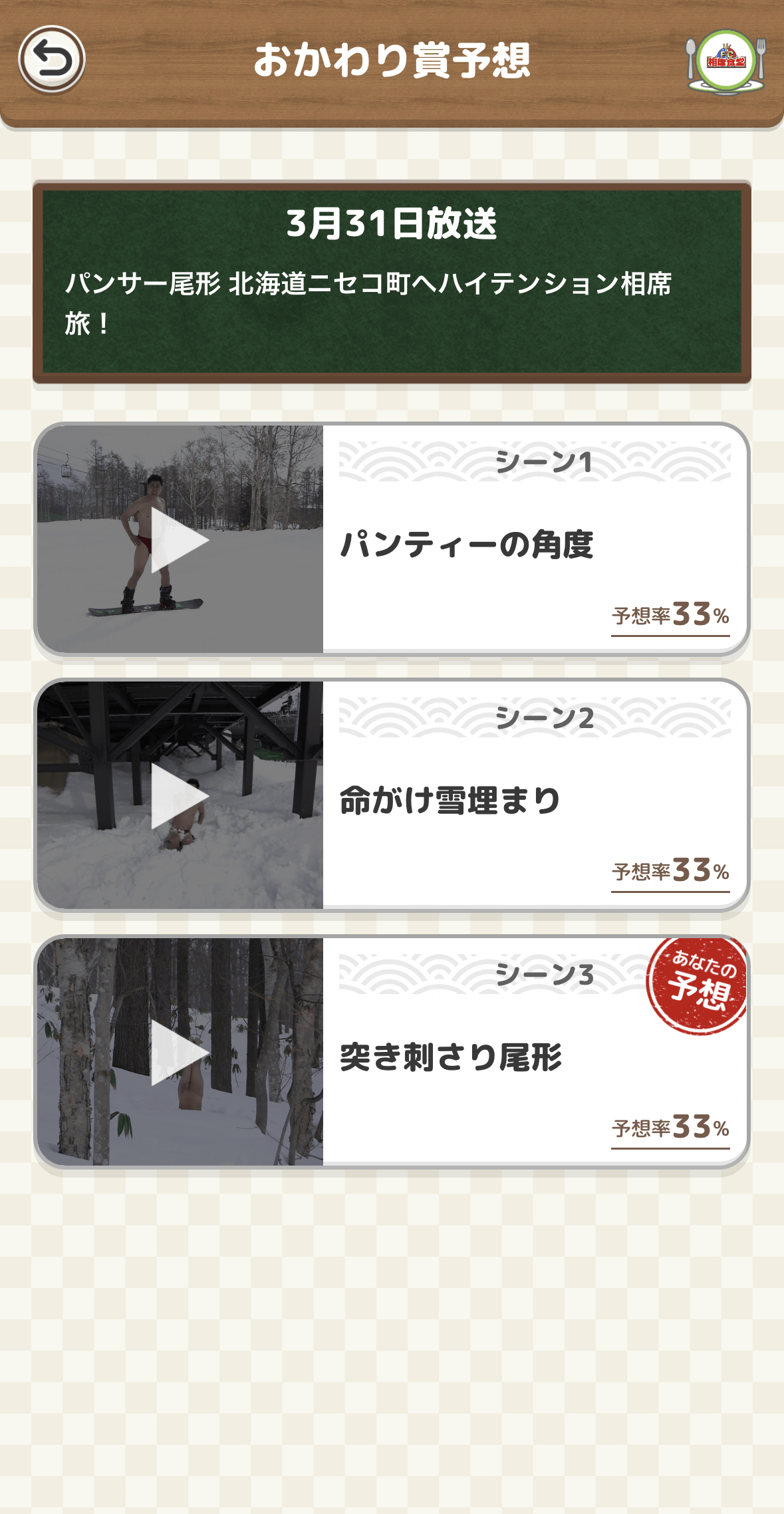 おかわり賞のシーンを予想しよう!