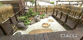 画像：雨漏りする庭