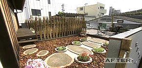 画像：雨漏りする庭