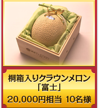 桐箱入りクラウンメロン「富士」１玉20,000円相当１０名様