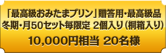 最高級おみたまプリン ２個入り（桐箱入り）10,000円相当２０名様