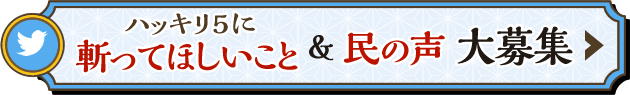 Twitterからでも応募可！ハッキリ5に斬ってほしいこと＆民の声 大募集