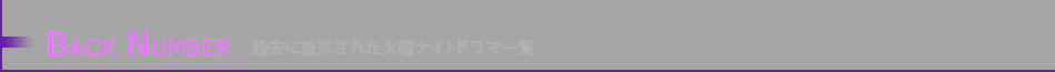 BACK NUMBER 過去に放送された火曜ナイトドラマ一覧