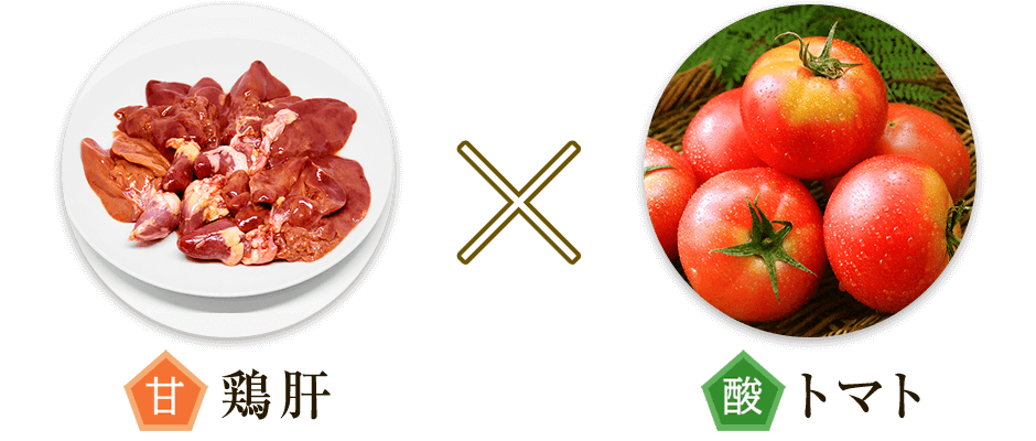 【甘】鶏肝 × 【酸】トマト