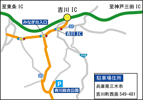 図：車での来場経路（平日）