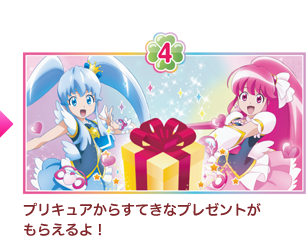 プレゼント入手の流れ4.プリキュアからすてきなプレゼントがもらえるよ！