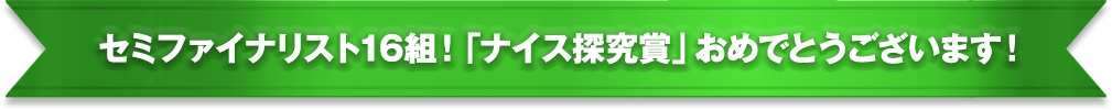 セミファイナリスト16組！「ナイス探究賞」おめでとうございます！