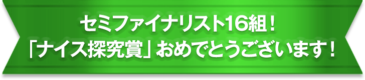 セミファイナリスト16組！「ナイス探究賞」おめでとうございます！