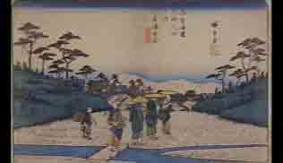 「木曽海道六拾九次之内　草津追分」（歌川広重　画　草津市　蔵　中神コレクション）