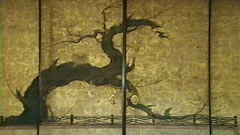 「籬に梅図」伝狩野山雪筆（養林庵書院）