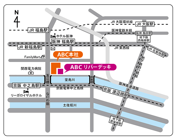 ABCリバーデッキ周辺の地図
